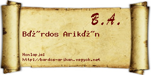 Bárdos Arikán névjegykártya